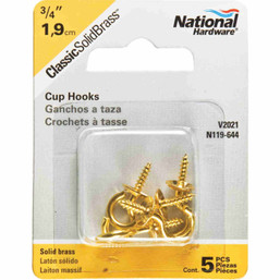 HOOK CUP 3\4" BRASS 5PK #212781 093757