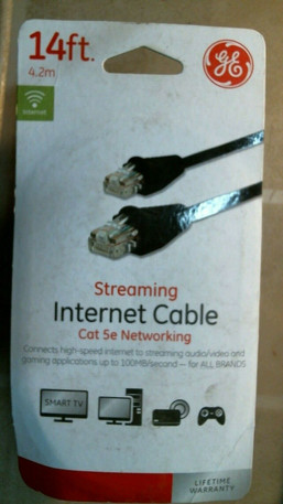 CABLE CAT5E BLACK 14FT GE 337618