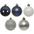 Decoris 2.4 Inch Shatterproof Blue, Silver & White Bauble Christmas Ornaments (30-Pack)