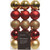 Decoris 2.4 Inch Shatterproof Red and Gold Bauble Christmas Ornament (30-Pack)