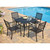Outdoor Expressions 5-Piece Black Slat Dining Set with Steel Frame and Umbrella Hole