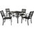 Outdoor Expressions 5-Piece Black Slat Dining Set with Steel Frame and Umbrella Hole