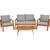 Outdoor Expressions Sutton 4-Piece Acacia Wood Chat Set with Cushioned Seating