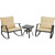 Leisure Classics Rhodes 3-Piece Rocking Chair Set with Steel Frame Chairs and Tempered Glass Table