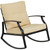 Leisure Classics Rhodes 3-Piece Rocking Chair Set with Steel Frame Chairs and Tempered Glass Table