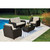 Outdoor Expressions 4-Piece Rattan Chat Set with Steel Frame and Polyester Cushions