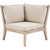 Linon Svana Natural Finish Wood Corner Chair with Beige Cushions