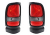 Fits 94-01 Dodge 1500/94-02 Dodge 2500/3500 Left & Right Set Tail Lamp Unit Assemblies w/Black Trim-Clear Back Up Lens