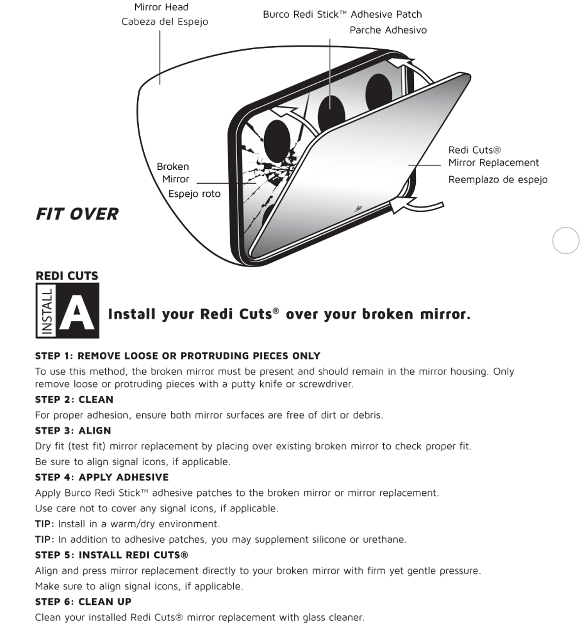 Fits 14-19 Cherokee, 18-19 Compass Left Driver Mirror Glass Lens w/Adhesive