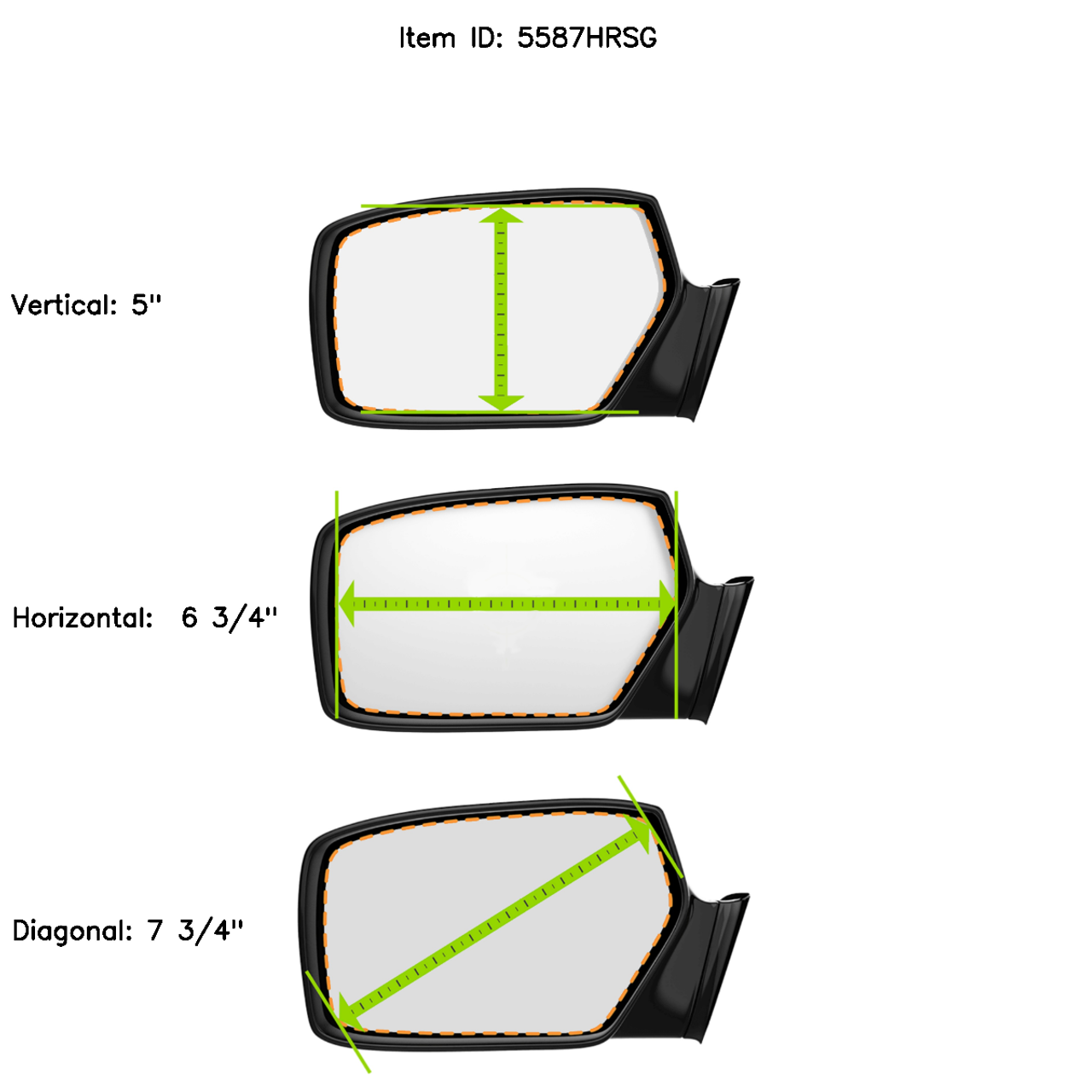 Fits 14-19 Cherokee, 18-19 Compass Right Pass Mirror Glass Lens w/Adhesive