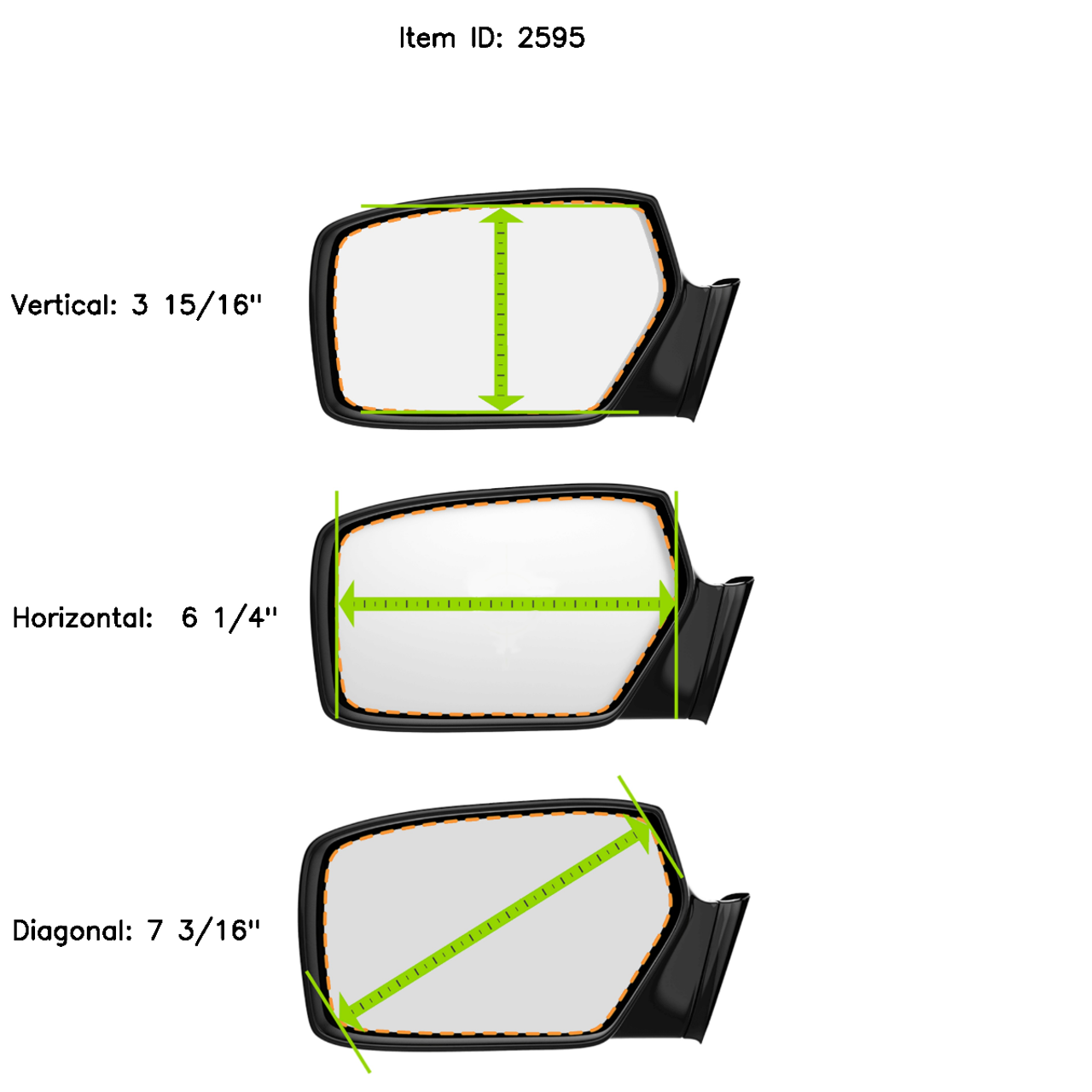 Burco 2595 Driver Side Replacement Mirror Glass without Backing Plate Compatible with 1992-1995 Hyundai Elantra