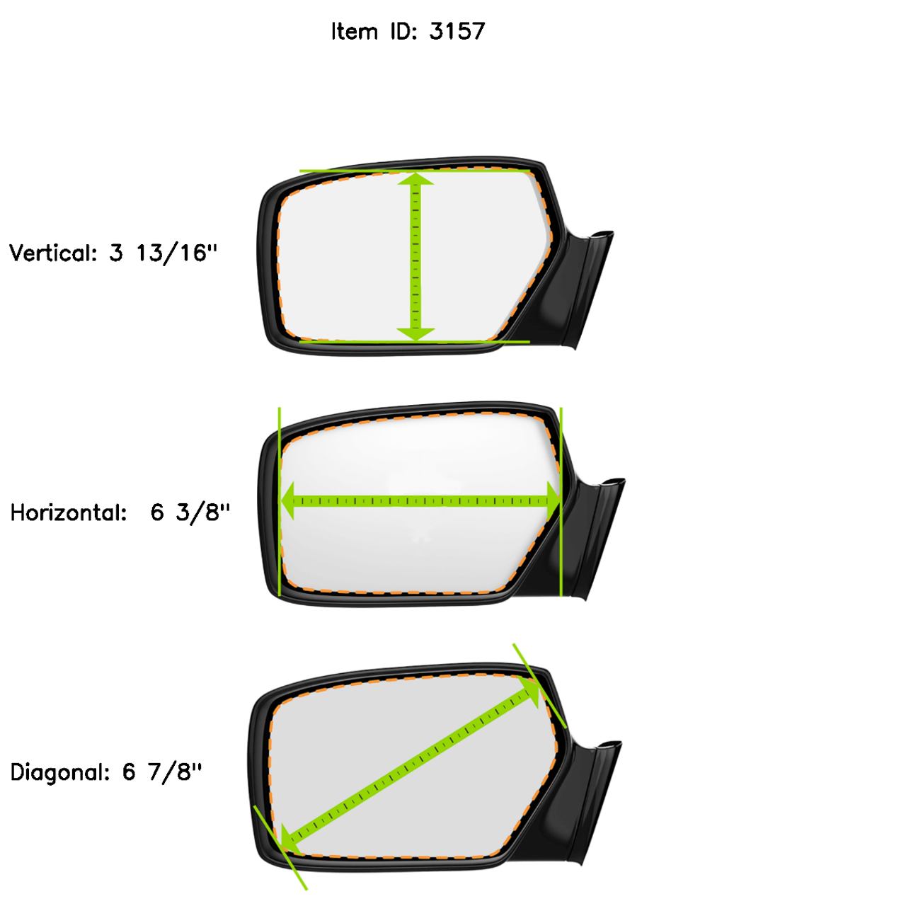 Burco 3157 Passenger Side Replacement Mirror Glass without Backing Plate Compatible with 1993-1996 Subaru Impreza