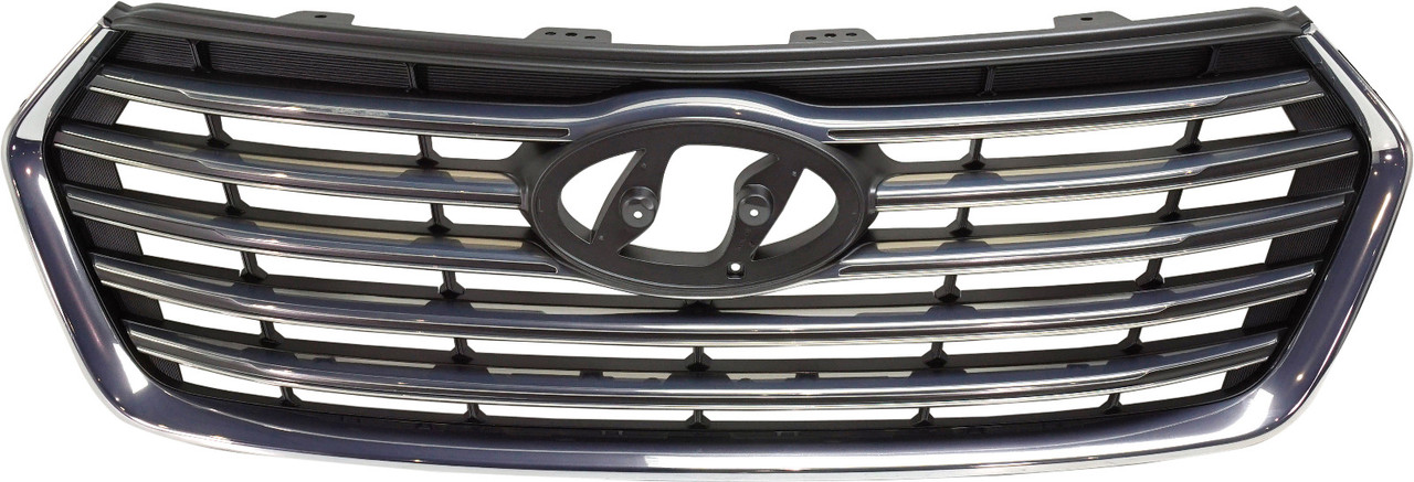 SANTA FE 17-18/SANTA FE XL 17-19 GRILLE, Gray Shell and Insert, w/ Chrome Molding, w/o Camera Hole