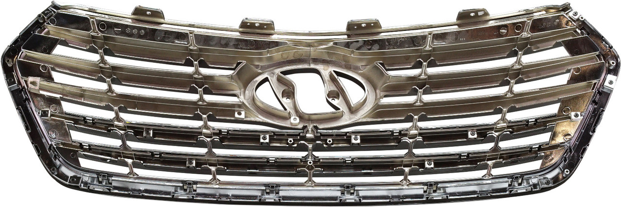 SANTA FE 17-18/SANTA FE XL 17-19 GRILLE, Gray Shell and Insert, w/ Chrome Molding, w/o Camera Hole