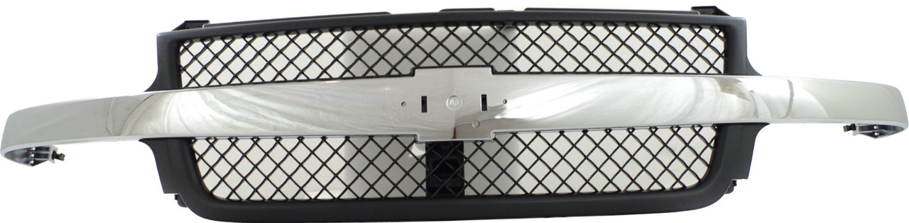 SILVERADO 2500 HD/3500 01-02 GRILLE, Black Mesh, w/ Chrome Center Bar ...