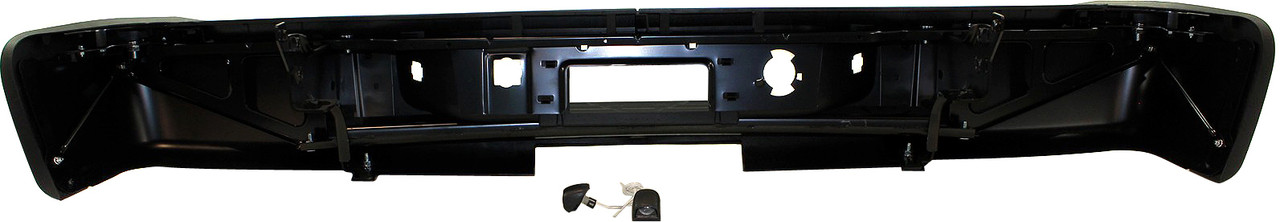 SILVERADO/SIERRA 2500 HD/3500 HD 11-13 STEP BUMPER, FACE BAR AND PAD, w/ Pad Provision, w/o Mounting Bracket, Powdercoated Black, w/o Rear Object Sensor Holes, (3500 HD, Single Rear Wheels)