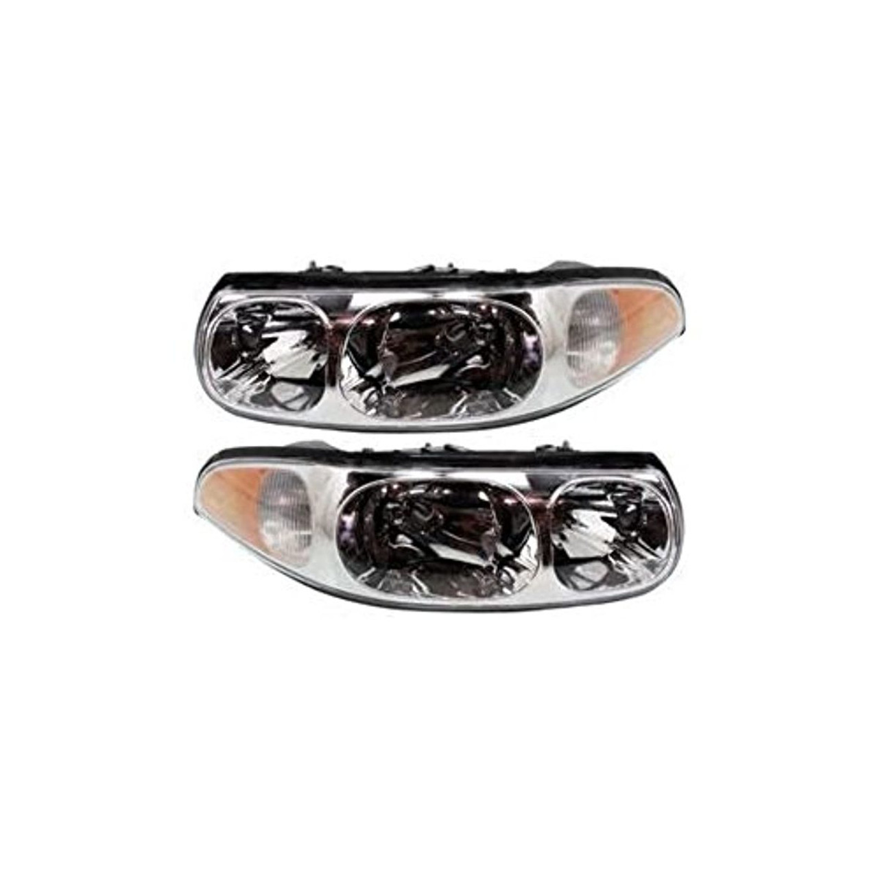 00-05 Buick LeSabre Custom Left & Right Headlamps w/fluted hi beam,3 bulbs-pair