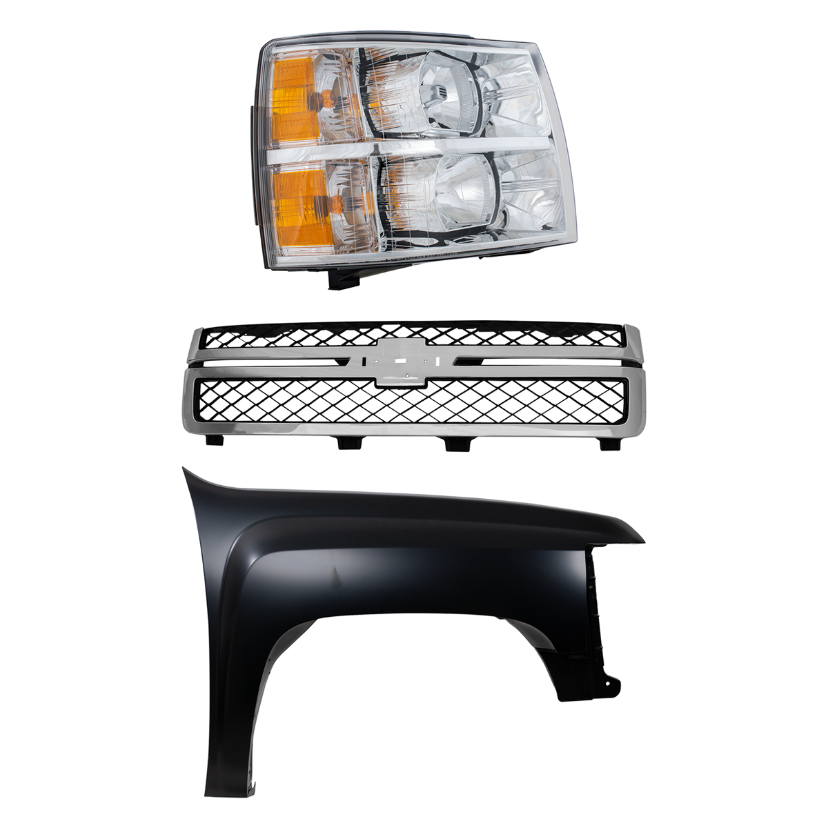 SILVERADO 2500 HD/3500 HD 11-14 GRILLE, 3-pc Kit, with Fender and ...