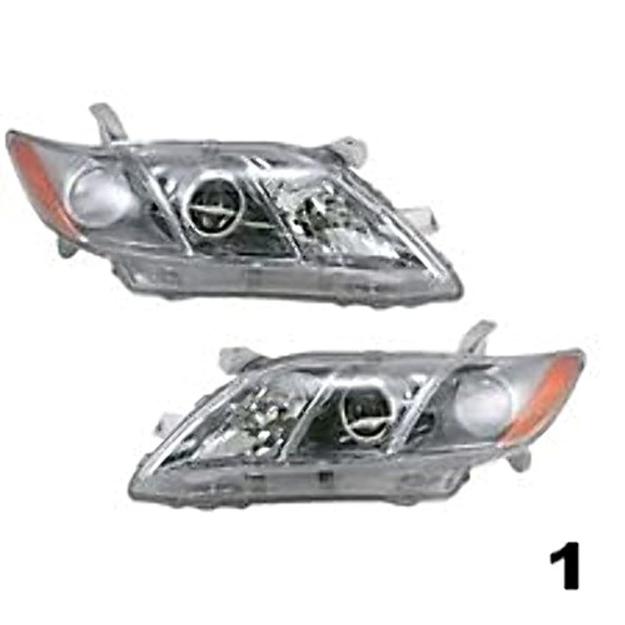 Fits 07-09 Camry Except Hybrid Left & Right Headlight Set Smoked Lens USA Built