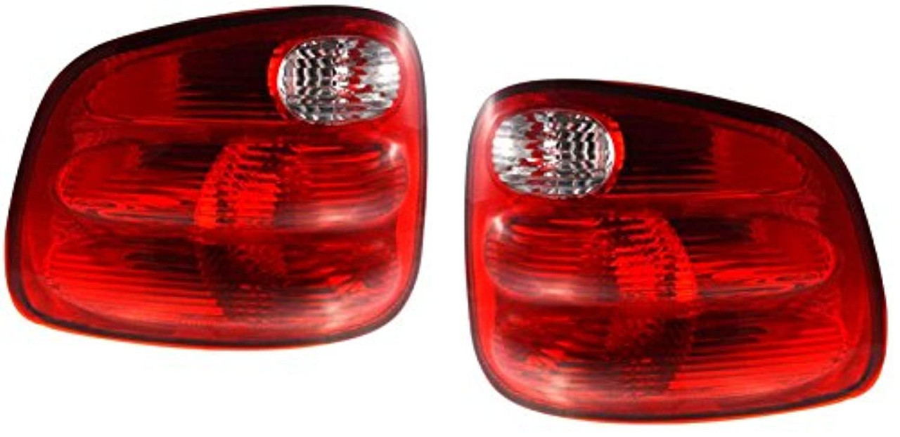 Fits 00-03 Ford F150 Flareside / 04 Ford F150 Heritage Flareside / 01-04 Ford F150 Crew Cab Left & Right Set Tail Lamp Unit Assemblies w/Red Lens