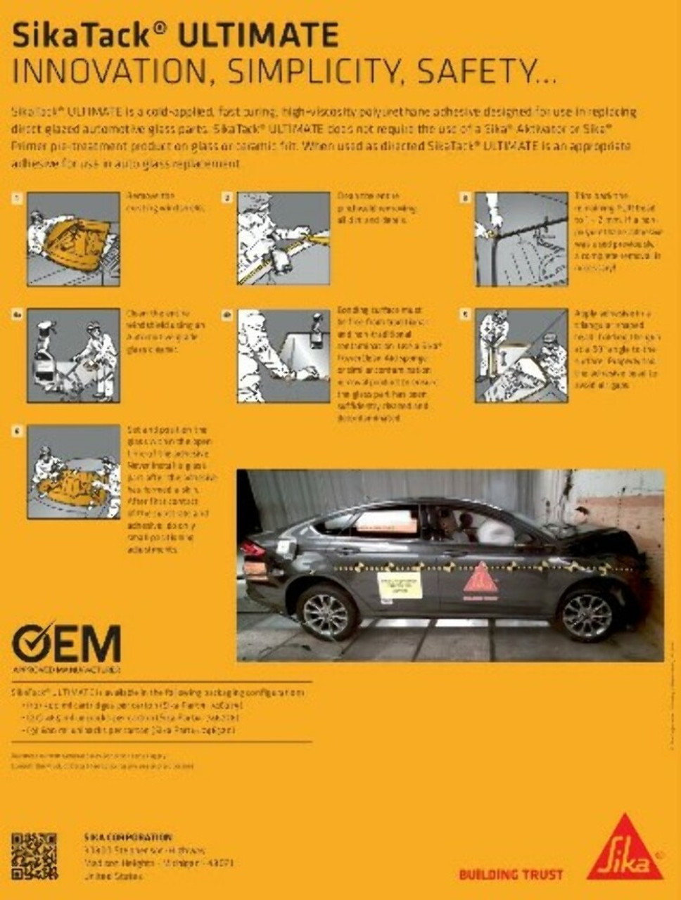 SikaTack Ultimate 30 Minute Primerless Auto Glass Urethane, Adhesive Sealant 10 (300ml) Cartridge