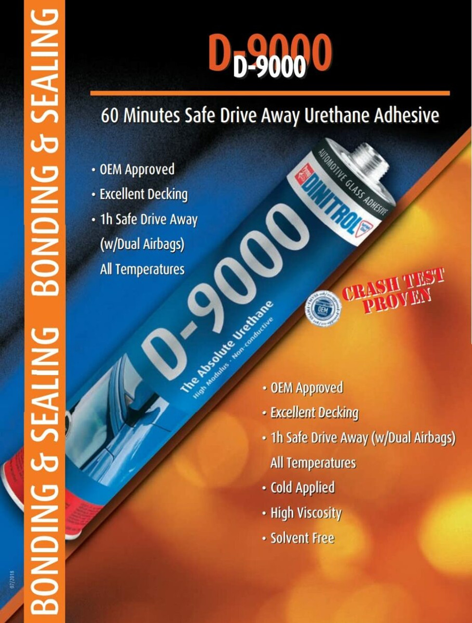 DINITROL D-9000 Automotive Urethane 310ml 2 Tubes + 538 Plus (1) 10ml Primer Stick