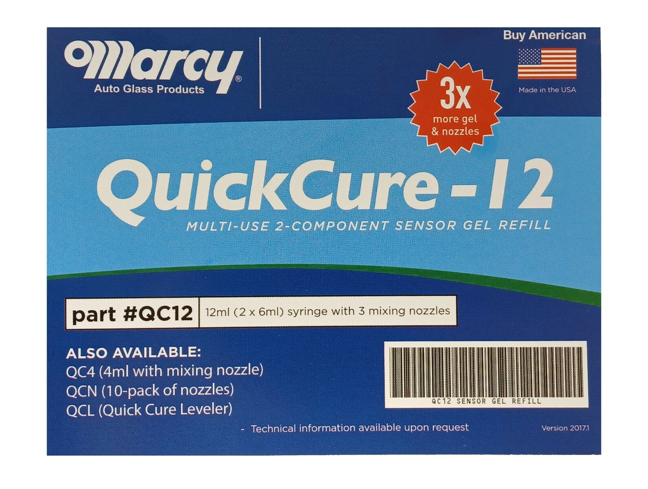 Marcy Quick Cure Auto Windshield Rain Sensor (Lens) Multi Gel Kit 12ml 2Part