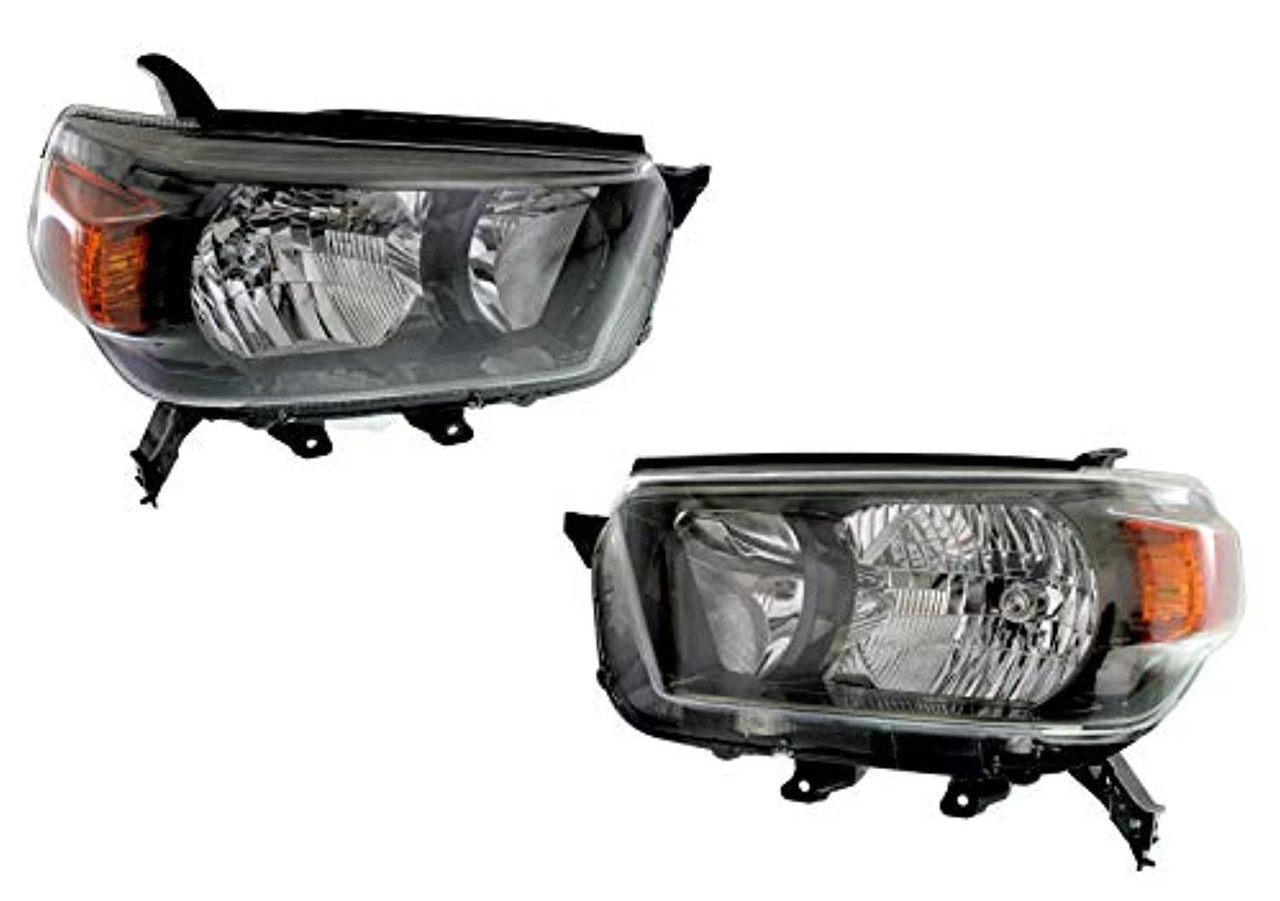 Left & Right Set Halogen Headlight Assemblies For 10-13 4Runner w/Black Bezel