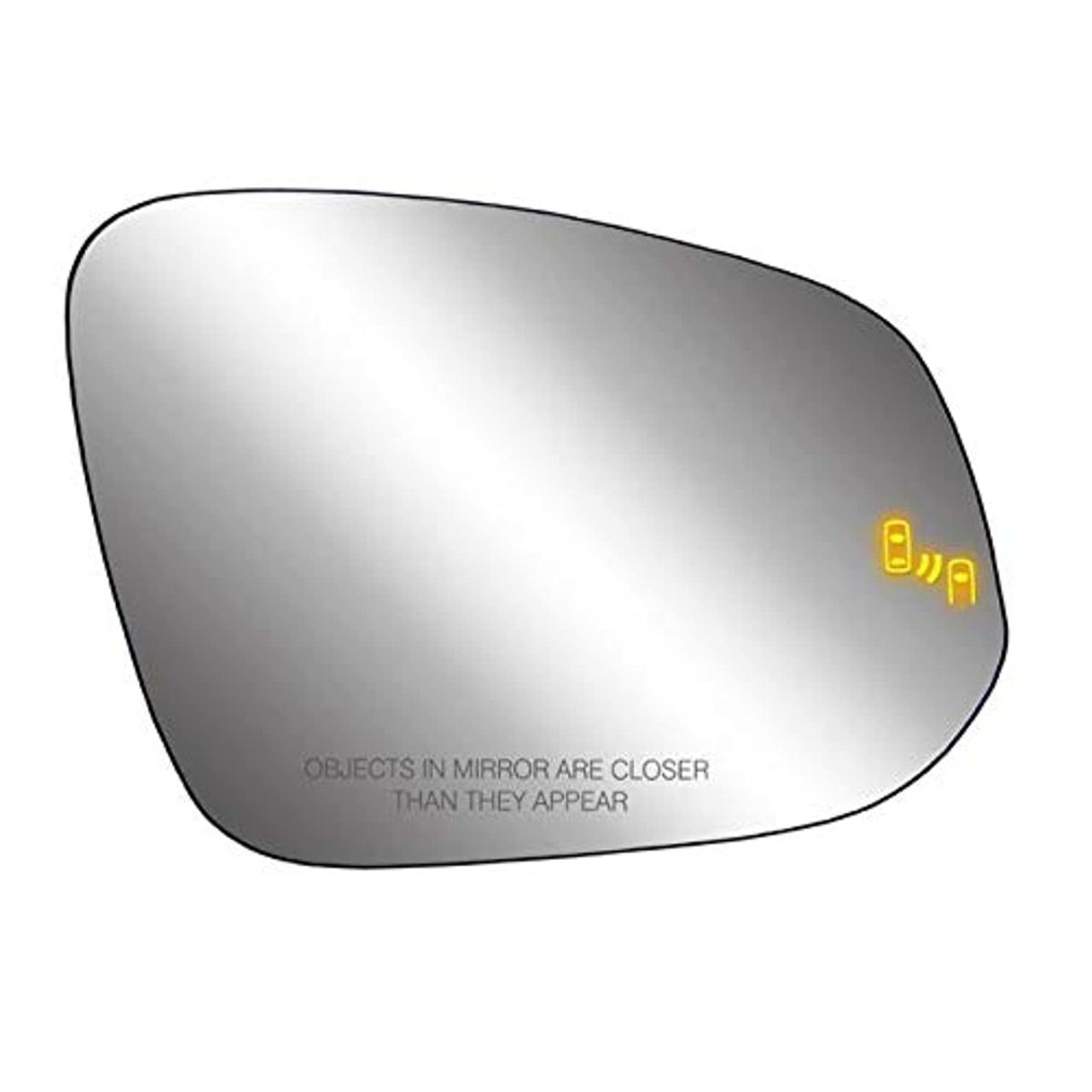 Passenger Side Heated Replacement Glass w/backing plate, Highlander/Highlander Hybrid, w/Blind Spot Detection System (w/o auto dimming, w/o spot mirror), 6" x 7 3/4" x 8 7/8"