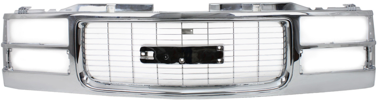 GMC C/K SERIES PU 94-00/SUBURBAN 94-99 GRILLE, Chrome Shell and Insert, Cross Bar Insert, w/ Chrome Insert Opening, w/ Composite Headlights