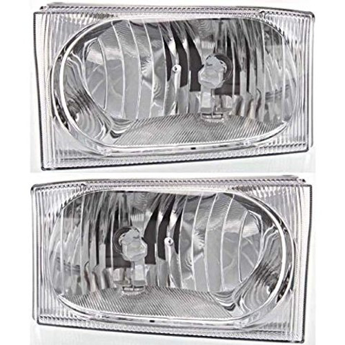 Fits 99-04 Ford Superduty / Excursion Left & Right Headlamp Assembly w/Clear Center Lens 2 Options