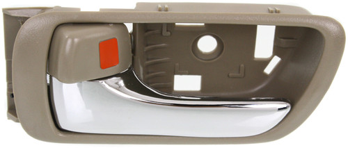 CAMRY 02-06 FRONT INTERIOR DOOR HANDLE LH, Chrome+Beige, Plastic, Japan/USA Built Vehicle (=REAR)