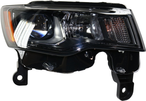 GRAND CHEROKEE 17-21 HEAD LAMP RH, Assembly, Halogen, Black Trim, Standard Type - CAPA