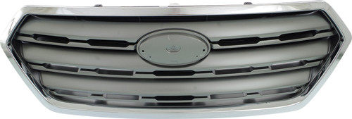 OUTBACK 15-17 GRILLE, Painted Silver Shell/Gray Insert, w/ Chrome Trim