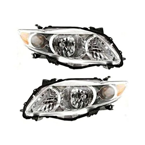 Fits 09-10 Corolla Driver & Passenger Side Headlamp Assys w/Chrome Housing (Pair)