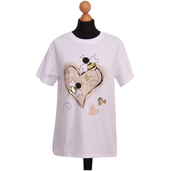 LADIES T SHIRT BE HEART PRINT WOMEN ITALIAN PRINTED TOP