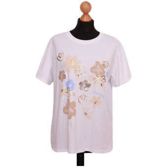 LADIES T SHIRT SPRING FLORAL PRINT WOMEN ITALIAN PRINTED TOP