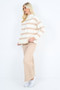 Womens Co-Ord Knitted 2 Pcs Set, Ladies Long Sleeve STRIPE PRINT Jumper Girls Plain Trouser