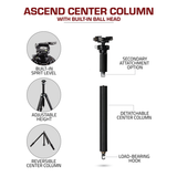 Ascend Tripod Infographic with built-in head