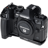 Really Right Stuff BOM-1 L Bracket For Olympus OM-1 Mark 1 and Mark 2 Iso View on camera, Base Plate Only