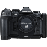 Really Right Stuff BOM-1 L Bracket For Olympus OM-1 Mark 1 and Mark 2 Front View on Camera