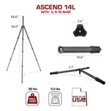 Ascend-14L Tall Carbon Fiber Travel Tripod: 3/8-16 Base
