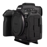 angled side view of R5 MKII Base Plate Only on camera