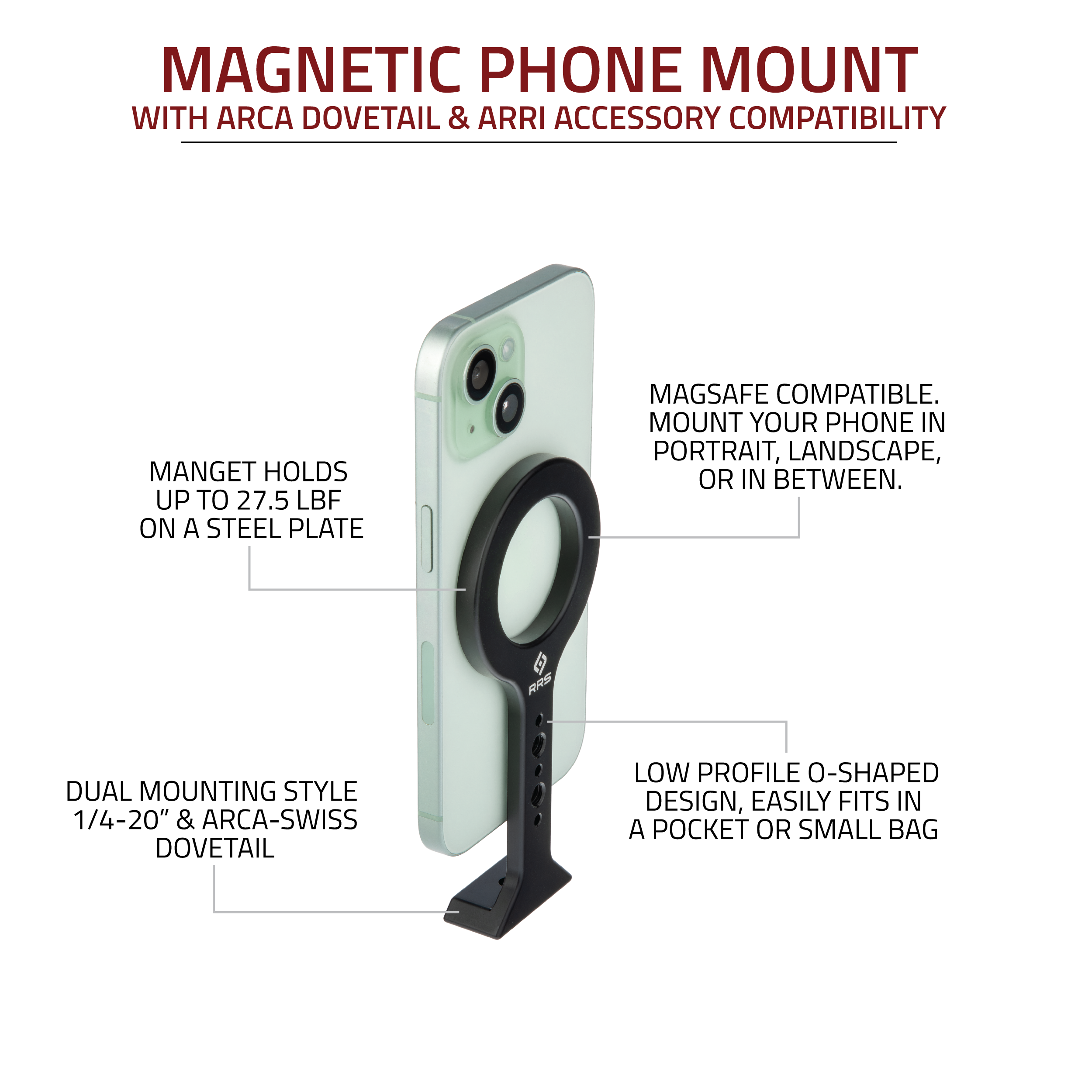 MPM-01 Magnetic Phone Tripod Mount: Arca Dovetail