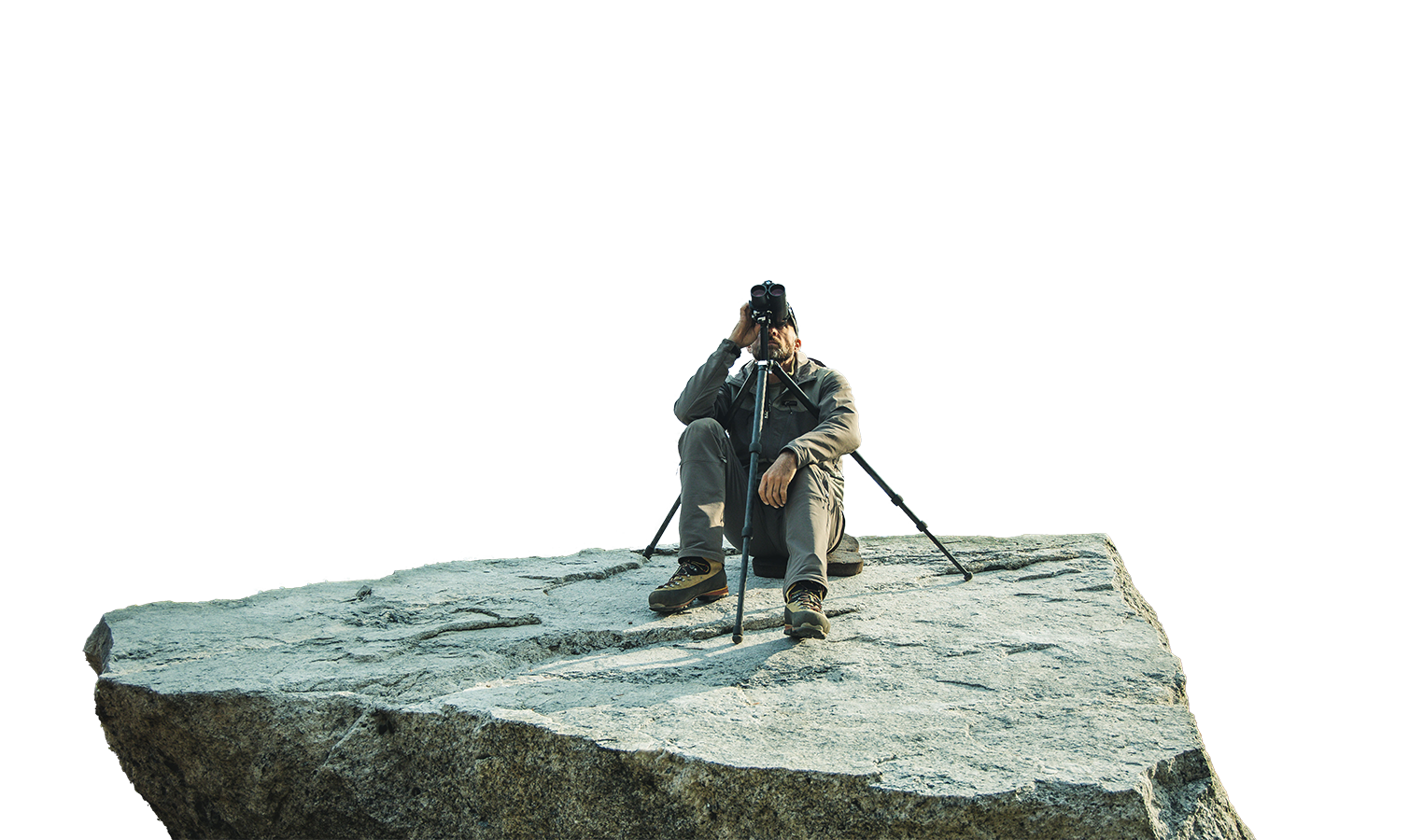 Ascend scope McHale sitting on a rock