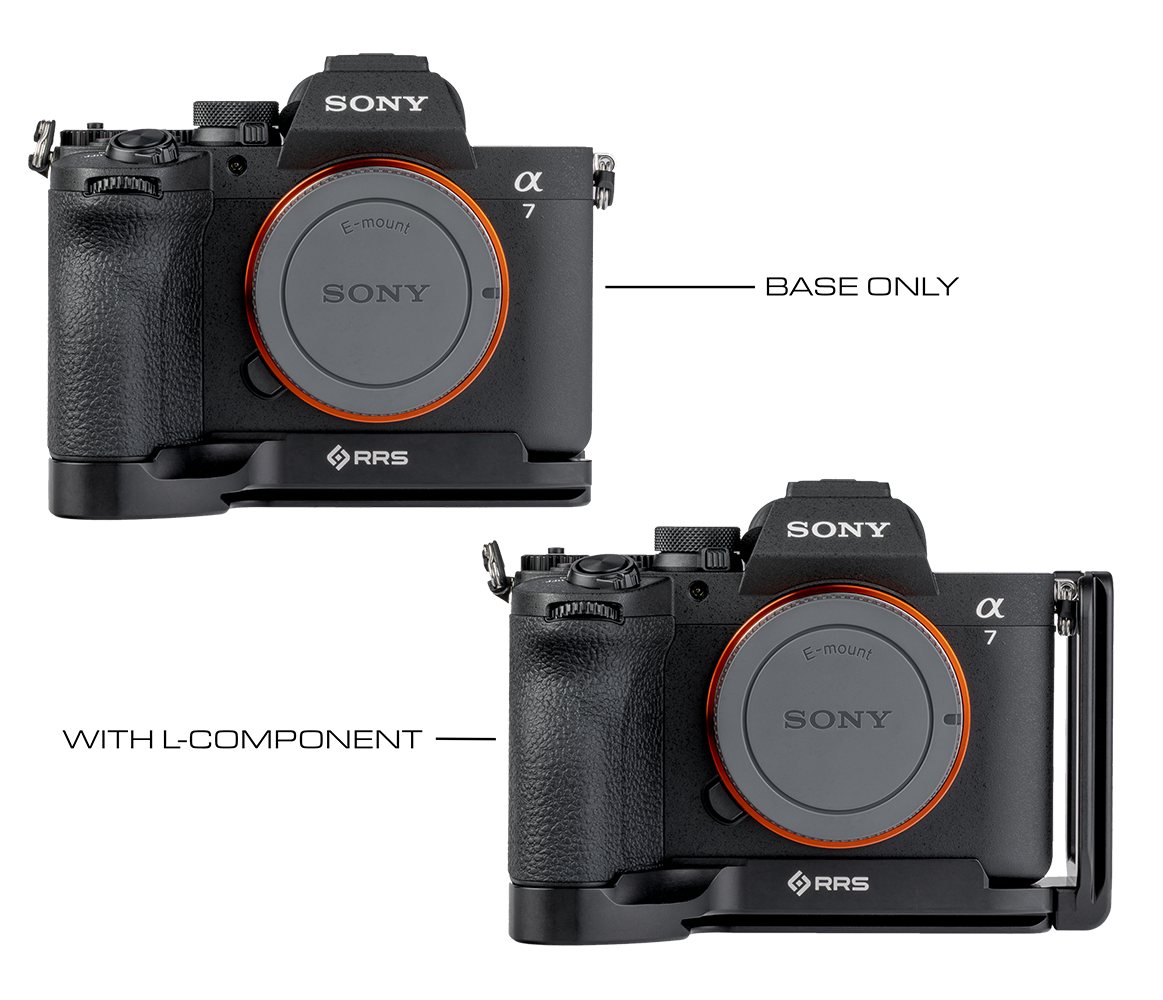 Side-by-side comparison of a base plate and an L-Bracket on a camera
