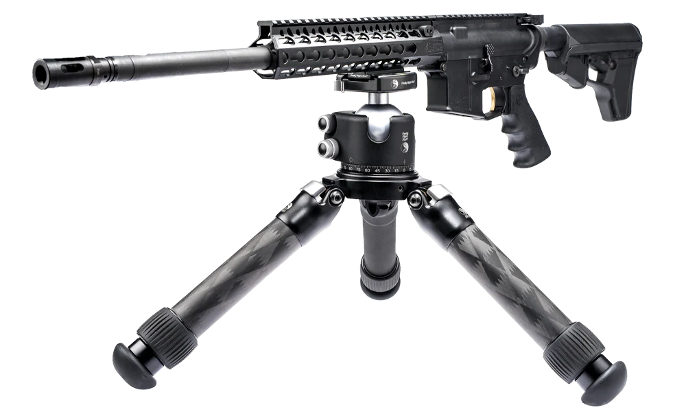 BKMOD 60mm adapter on rail with a rifle on a tripod