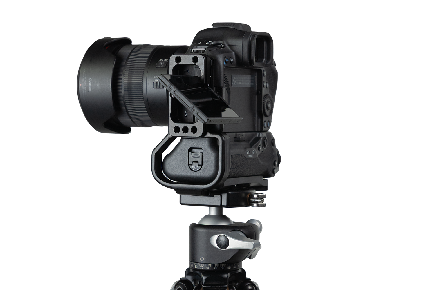 Canon R5 with Battery Grip on a tripod