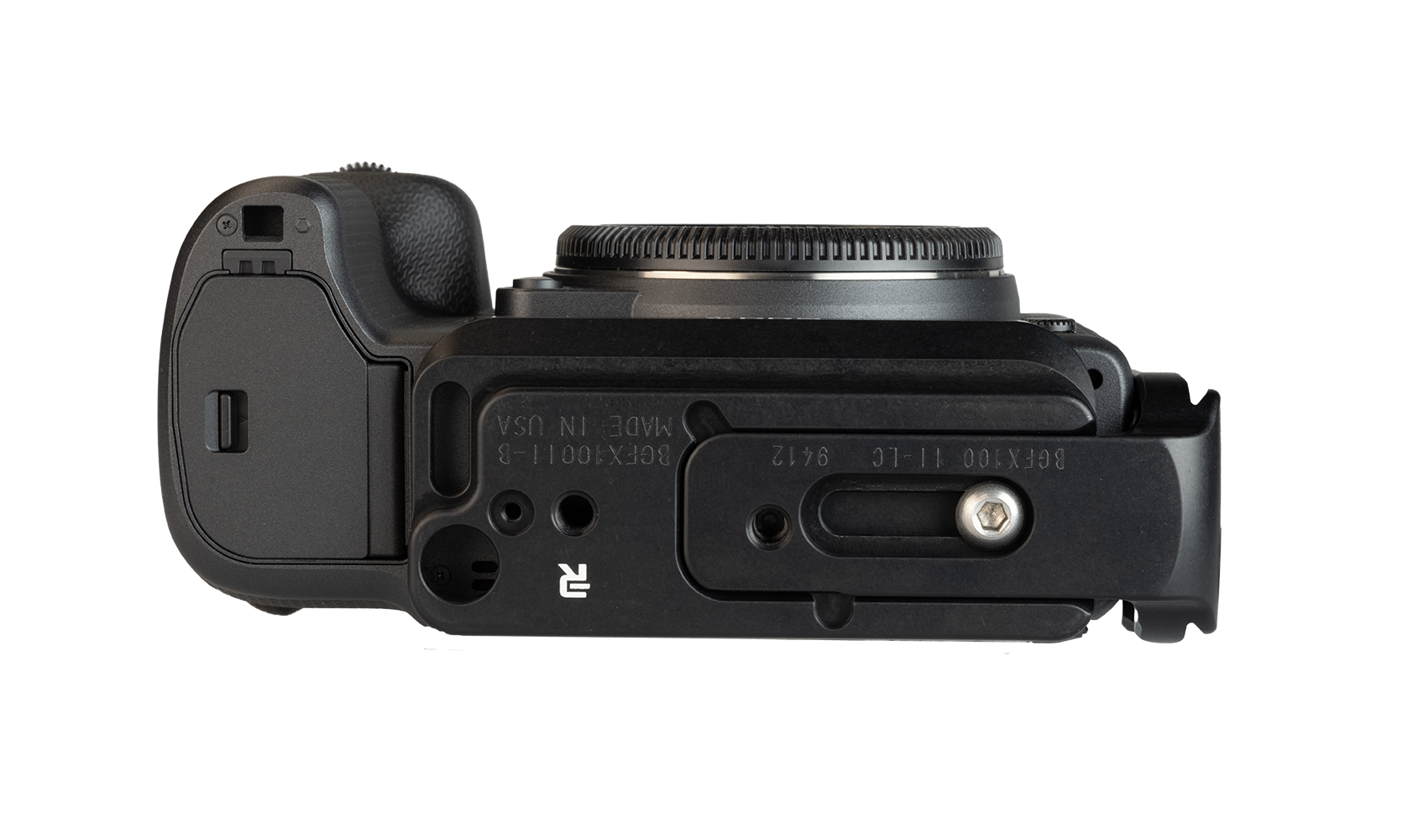 GFX100ii bottom view with QD socket