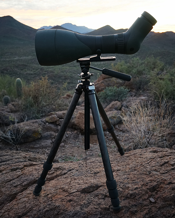 James Yates spotting setup in the desert with an RRS Ascend tripod.